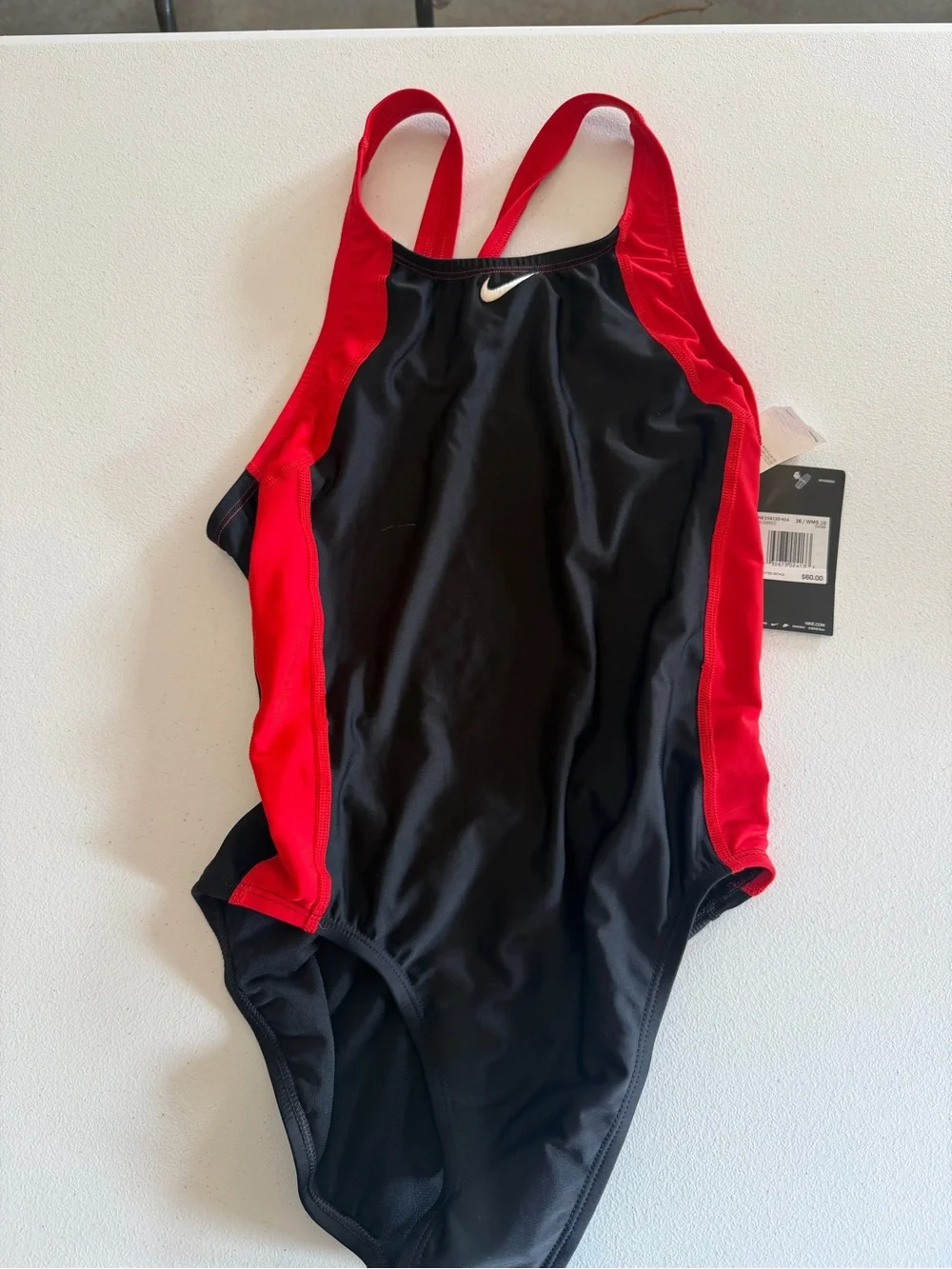 Nike Black One-Piece Swimsuit with Red Side Panels